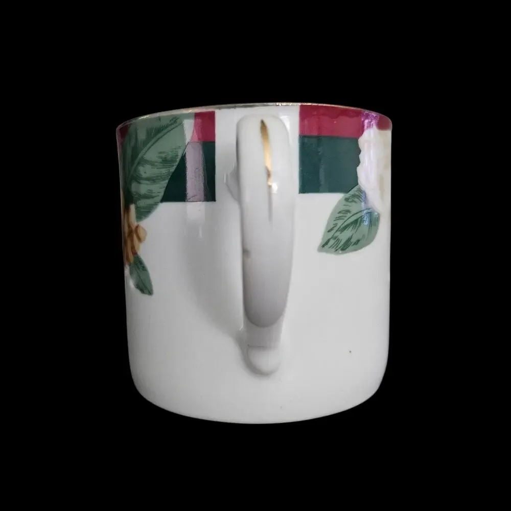 Tienshan Magnolia Fine China Coffee Tea Cups Set of 3 Floral Gold Trim